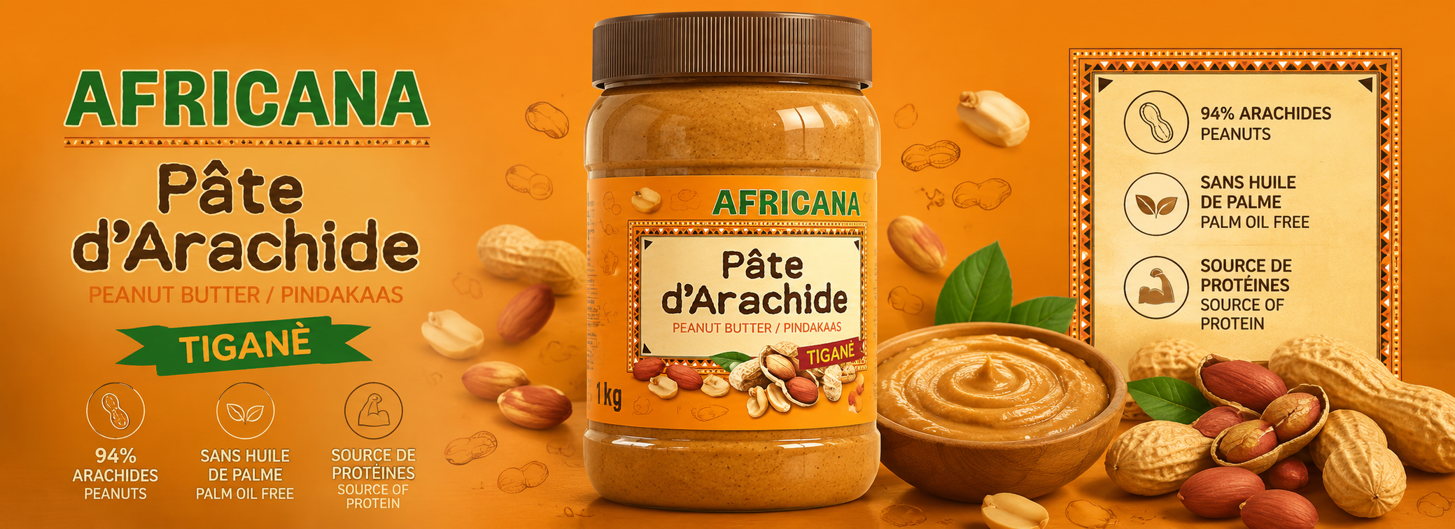 AFRICANA Peanut Butter 1kg – Premium Peanut Paste